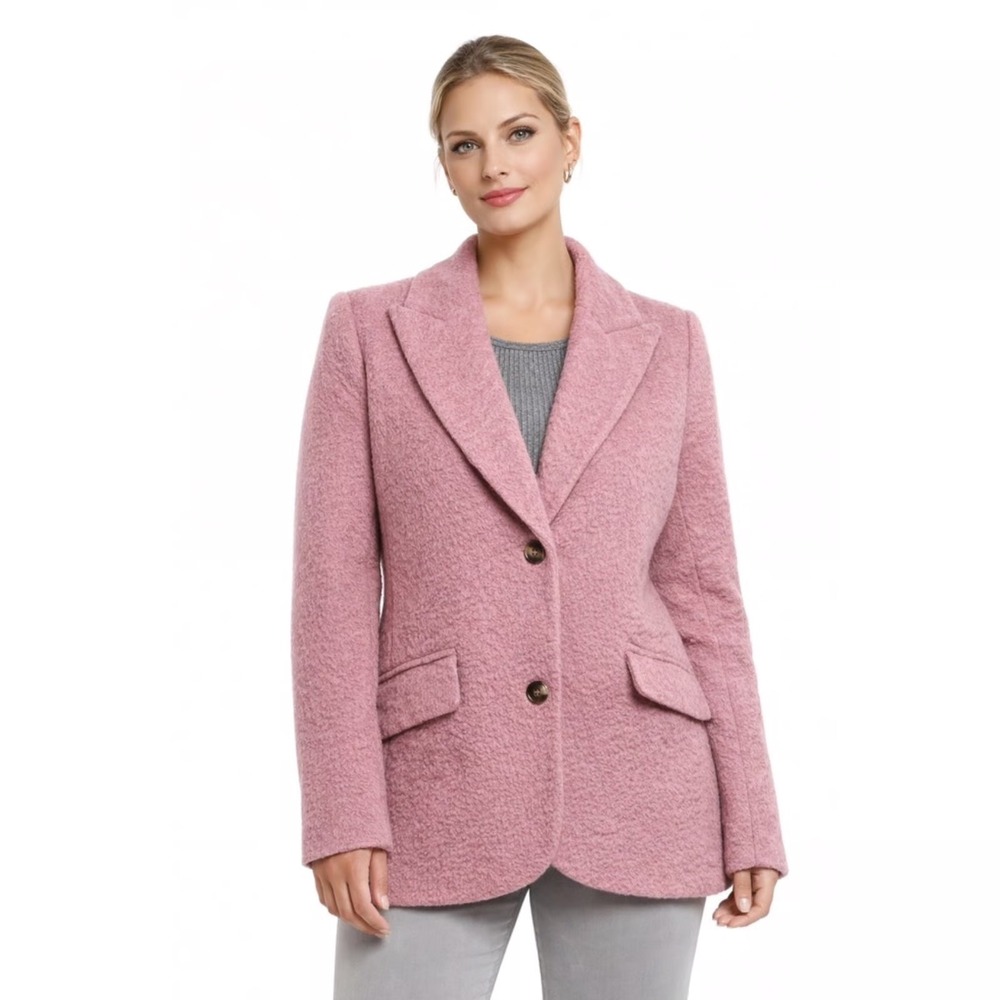Ellen Tracy Soft Brushed Pink Blazer‎ Coat Sz L New